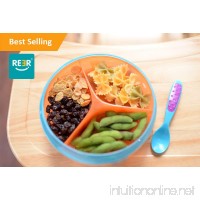 ReeR Section Divided Plate Dish Stay Put Bowl with Twisty Suction Base for Infant Toddler and 6 Months Solid Feeding- Spill Proof-Inside Scoop Stackable To Go Snacks & Storage-With Bonus Spoon - B0757HSSKC